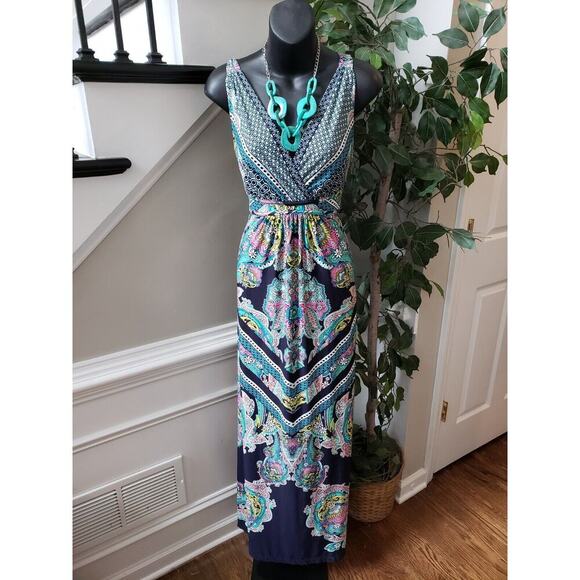 John Paul Richard Womens Multi Floral Backless Wide Strap Long Maxi Dress Size S - Picture 9 of 12